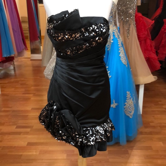 black prom dress with silver sequins